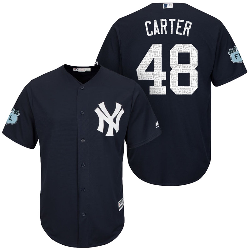 Men's New York Yankees #48 Chris Carter 2017 Spring Training Navy Cool Base Jersey