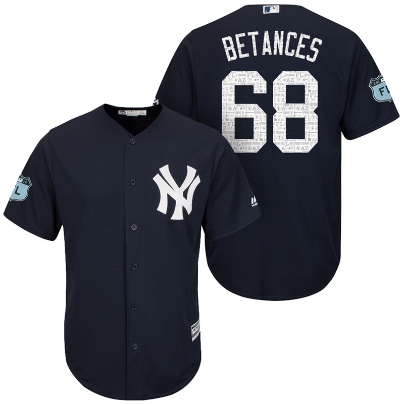 Men's New York Yankees #68 Dellin Betances 2017 Spring Training Grapefruit League Patch Navy Cool Base Jersey