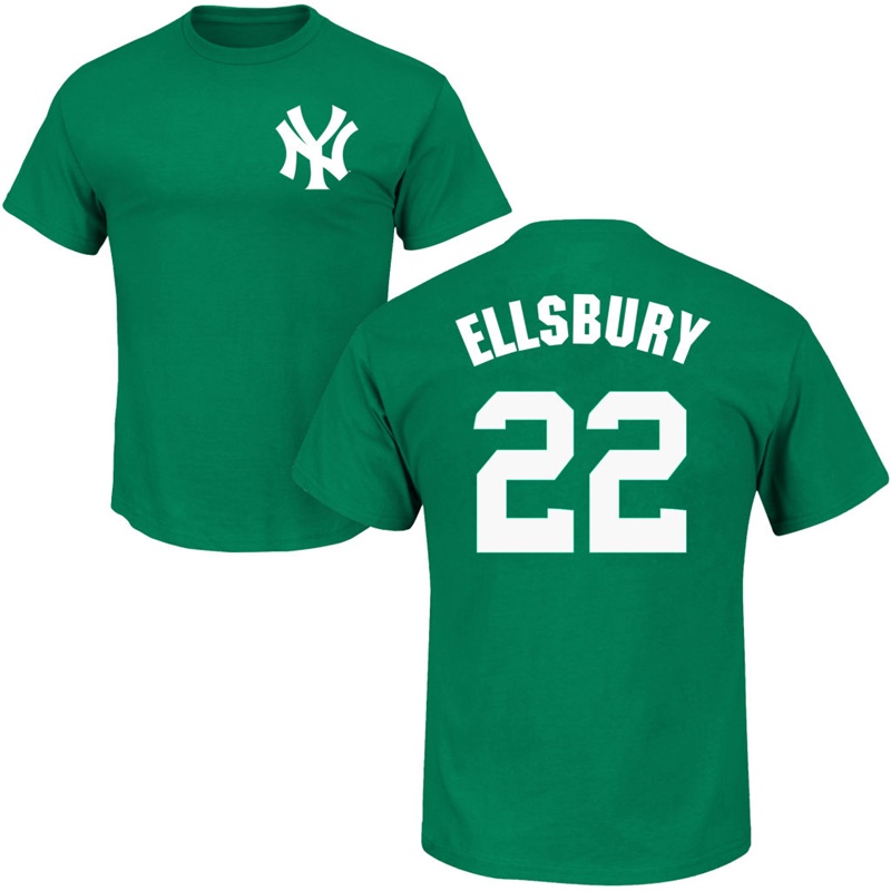 Men's New York Yankees Jacoby Ellsbury #22 Green St. Patrick's Day Roster T-Shirt