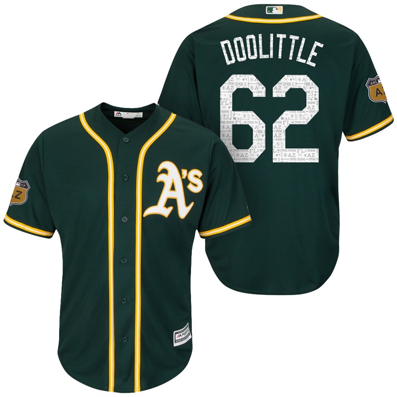 Men's Oakland Athletics #62 Sean Doolittle 2017 Spring Training Cactus League Patch Green Cool Base Jersey