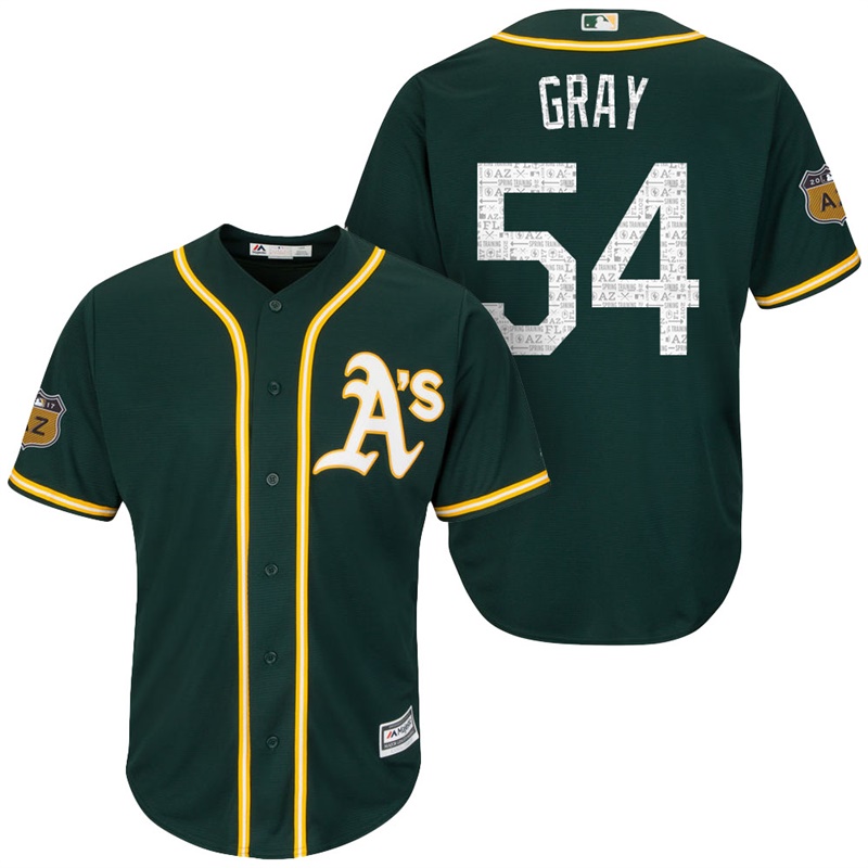 Men's Oakland Athletics #54 Sonny Gray 2017 Spring Training Cactus League Patch Green Cool Base Jersey