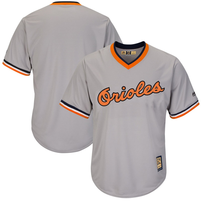 Men's Baltimore Orioles Gray Road Cooperstown Cool Base Team Authentic Team Jersey