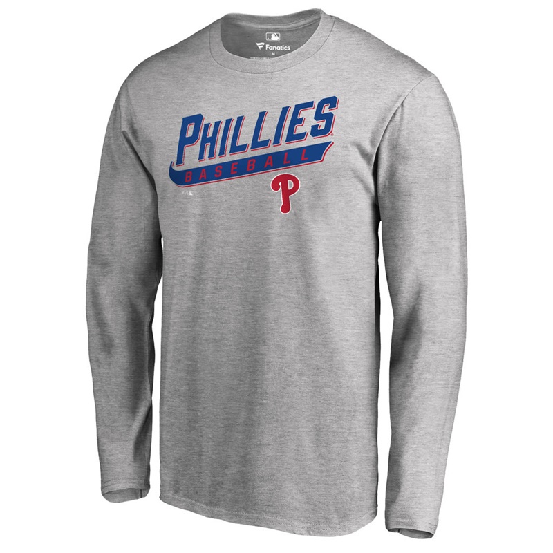 Men's Philadelphia Phillies Heathered Gray Baseline Long Sleeve Legend T-Shirt