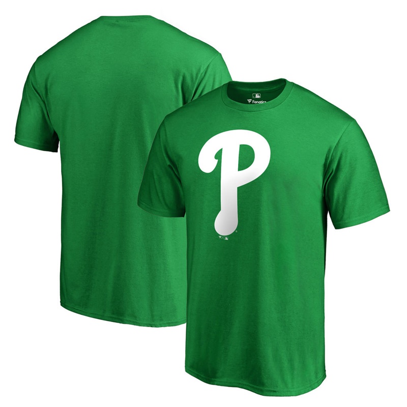 Men's Philadelphia Phillies Kelly Green St. Patrick's Day White Logo T-Shirt