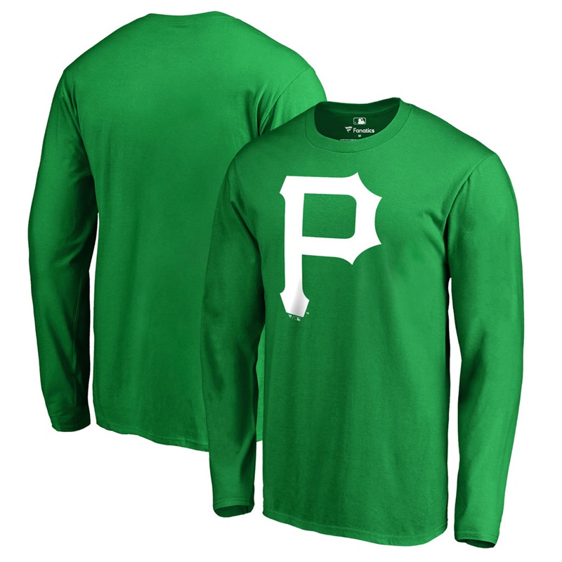 Men's Pittsburgh Pirates Kelly Green St. Patrick's Day White Logo Long Sleeve T-Shirt