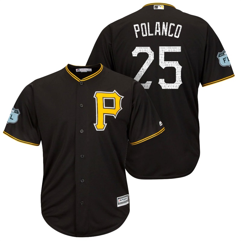 Men's Pittsburgh Pirates #25 Gregory Polanco 2017 Spring Training Grapefruit League Patch Black Cool Base Jersey