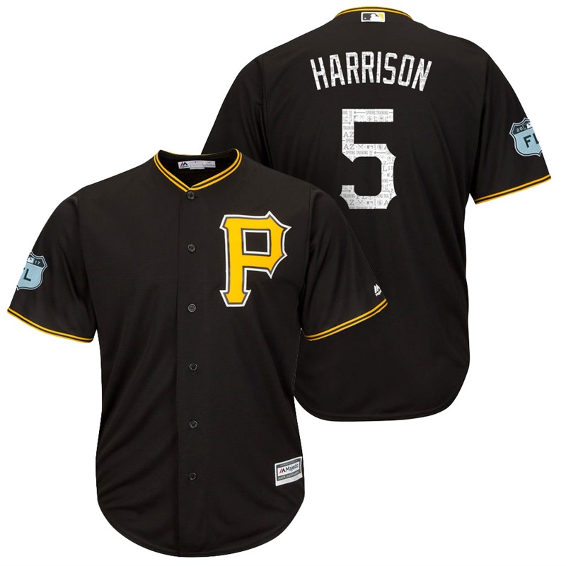 Men's Pittsburgh Pirates #5 Josh Harrison 2017 Spring Training Grapefruit League Patch Black Cool Base Jersey