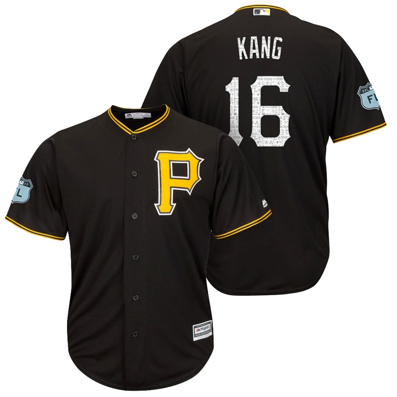 Men's Pittsburgh Pirates #16 Jung Ho Kang 2017 Spring Training Grapefruit League Patch Black Cool Base Jersey