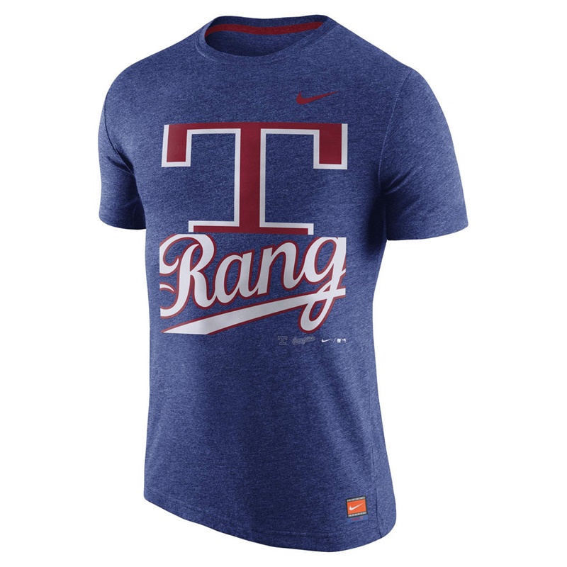 Men's Texas Rangers Heathered Royal Cooperstown Collection Logo Tri-Blend T-Shirt