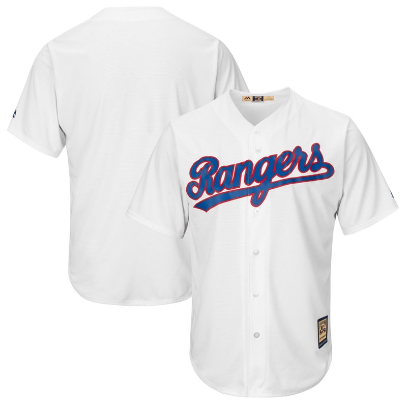 Men's Texas Rangers White Home Cooperstown Cool Base Authentic Team Jersey