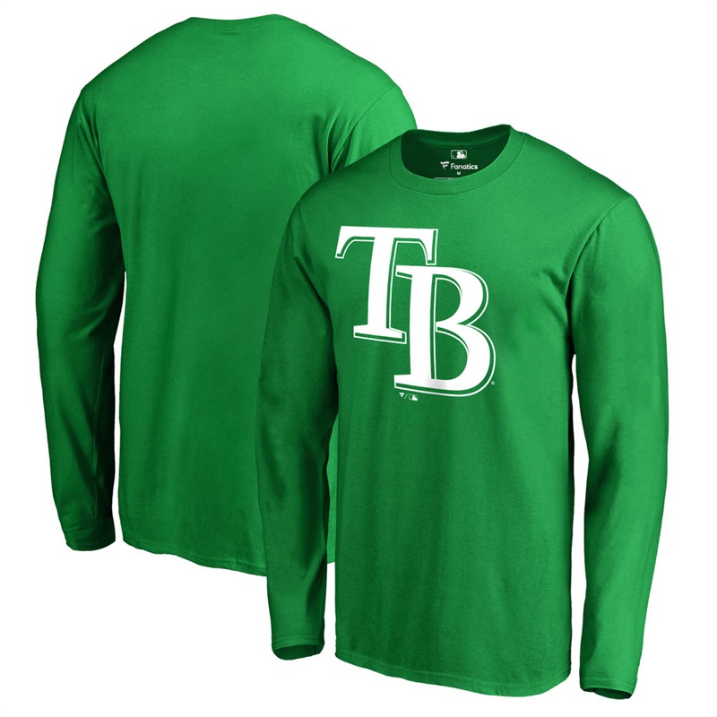 Men's Tampa Bay Rays Kelly Green St. Patrick's Day White Logo Long Sleeve T-Shirt