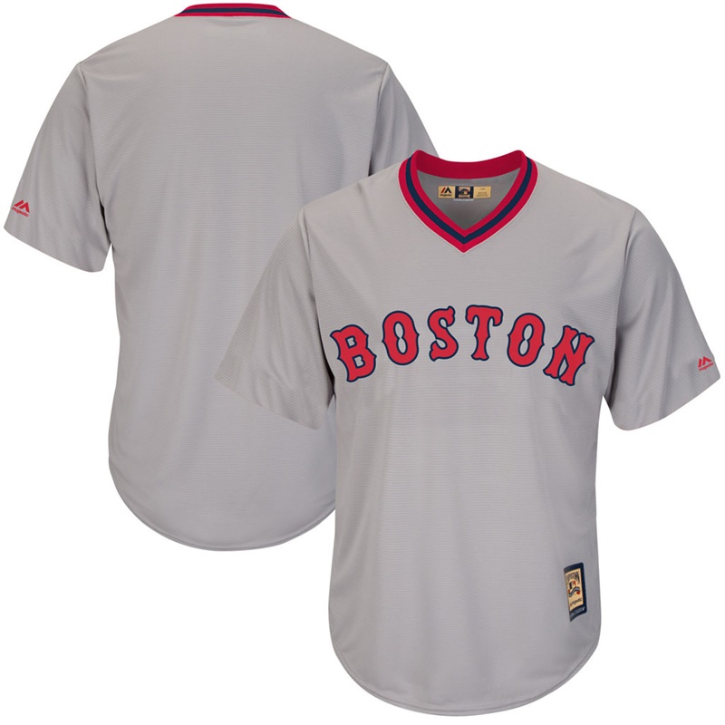 Men's Boston Red Sox Gray Road Cooperstown Cool Base Team Authentic Team Jersey