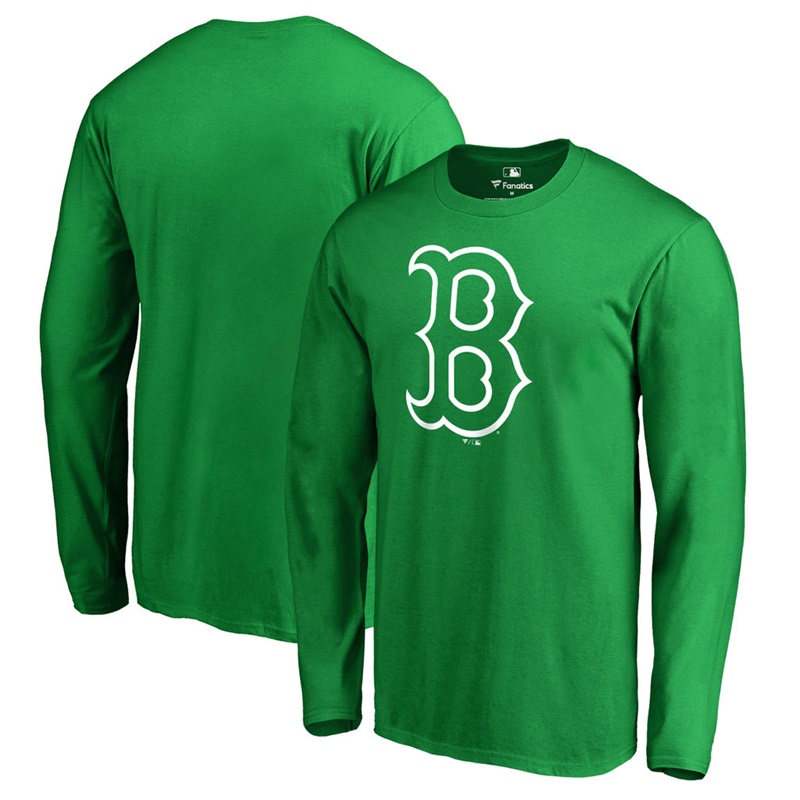 Men's Boston Red Sox Kelly Green St. Patrick's Day White Logo Long Sleeve T-Shirt