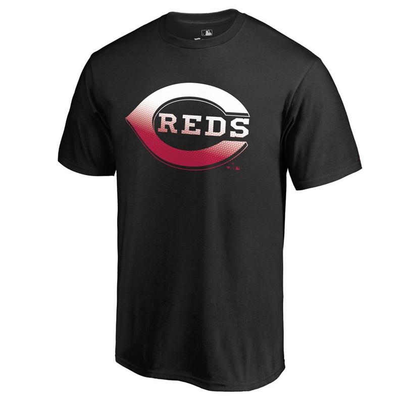 Men's Cincinnati Reds Black Gradient Logo Short Sleeve T-Shirt