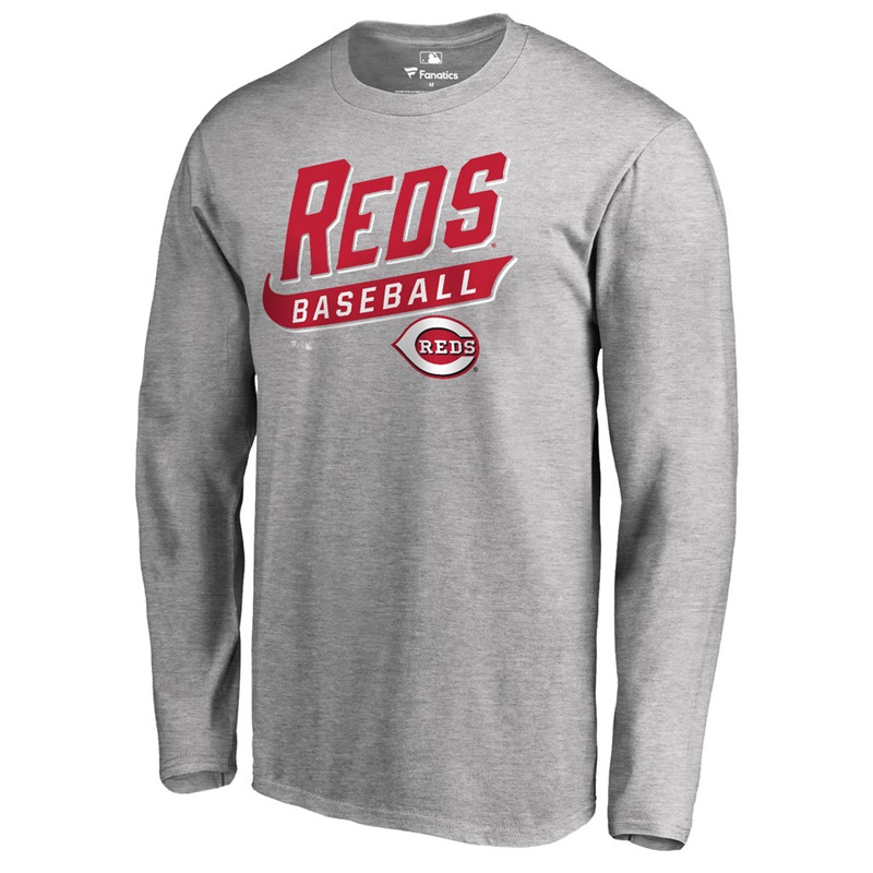 Men's Cincinnati Reds Heathered Gray Baseline Long Sleeve Legend T-Shirt