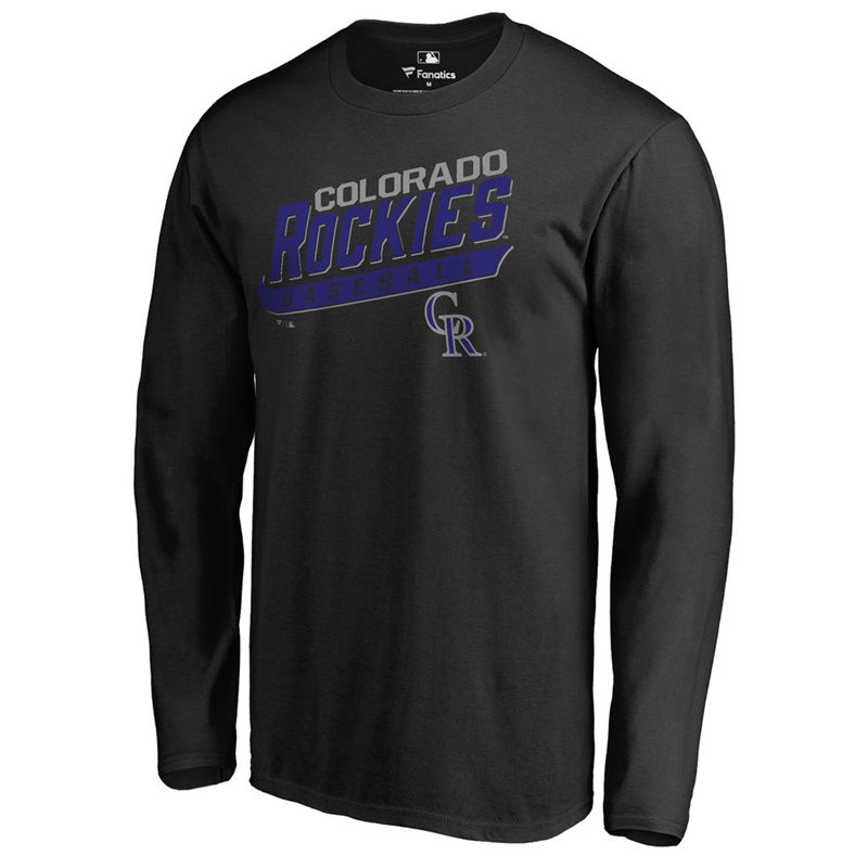 Men's Colorado Rockies Black Baseline Long Sleeve Legend T-Shirt