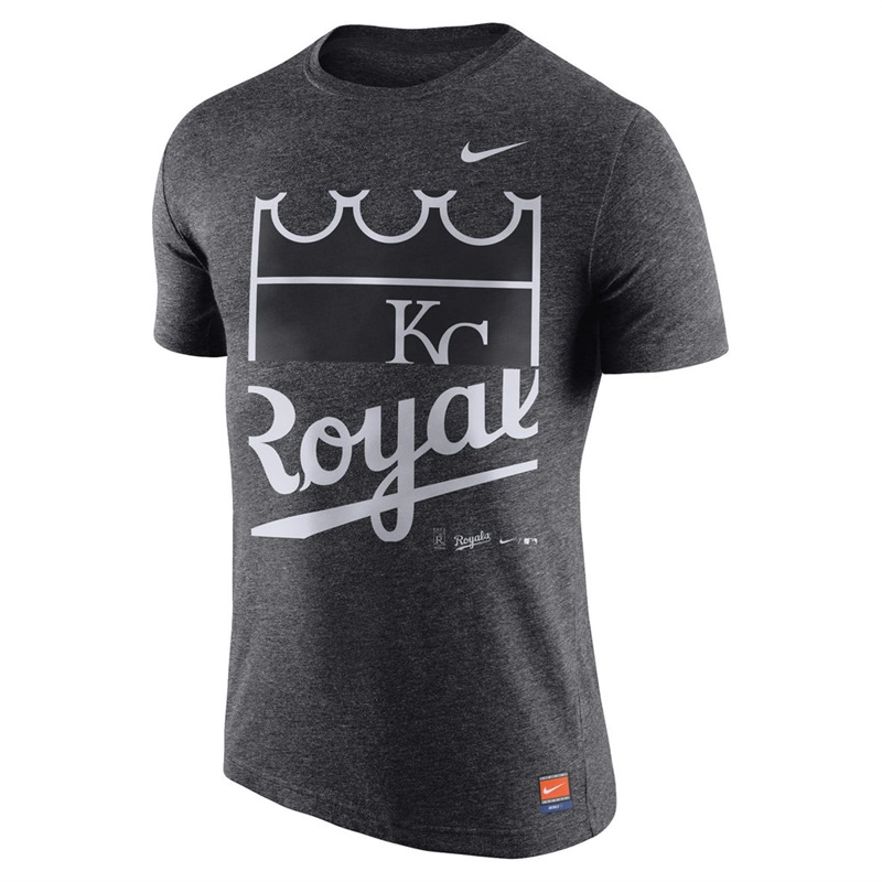 Men's Kansas City Royals Charcoal Cooperstown Collection Logo Tri-Blend T-Shirt