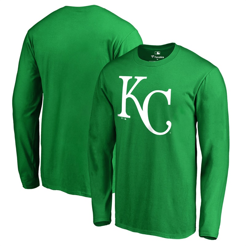 Men's Kansas City Royals Kelly Green St. Patrick's Day White Logo Long Sleeve T-Shirt