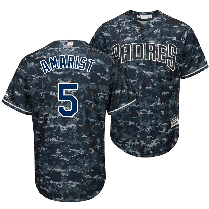 Men's San Diego Padres Alexi Amarista #5 2017 Navy Camo Cool Base Jersey