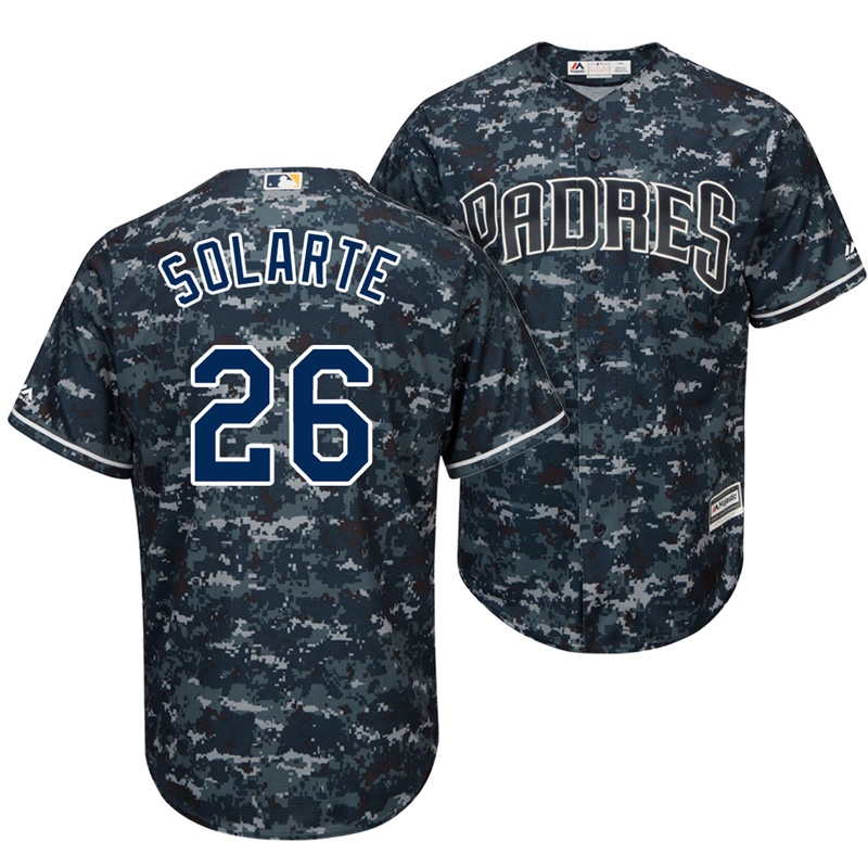 Men's San Diego Padres Yangervis Solarte #26 2017 Navy Camo Cool Base Jersey