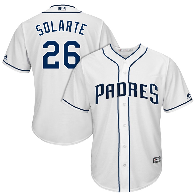 Men's San Diego Padres Yangervis Solarte #26 2017 Home White Cool Base Jersey