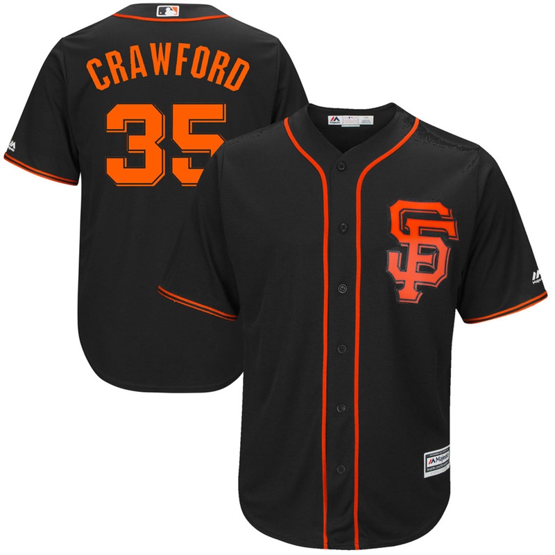 Men's San Francisco Giants Brandon Crawford #35 2017 Alternate Black Cool Base Jersey