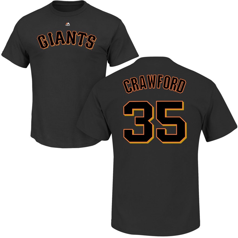 Men's San Francisco Giants Brandon Crawford #35 Black Name & Number Roster T-Shirt