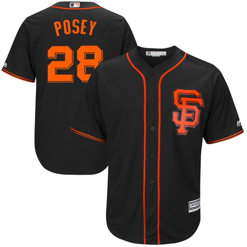 Men's San Francisco Giants Buster Posey #28 2017 Alternate Black Cool Base Jersey