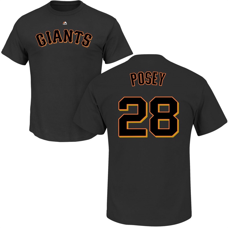 Men's San Francisco Giants Buster Posey #28 Black Name & Number Roster T-Shirt