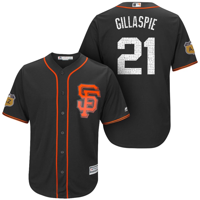 Men's San Francisco Giants #21 Conor Gillaspie 2017 Spring Training Cactus League Patch Black Cool Base Jersey