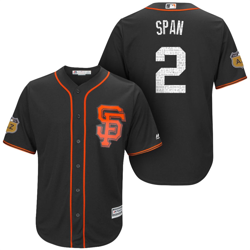 Men's San Francisco Giants #2 Denard Span 2017 Spring Training Cactus League Patch Black Cool Base Jersey