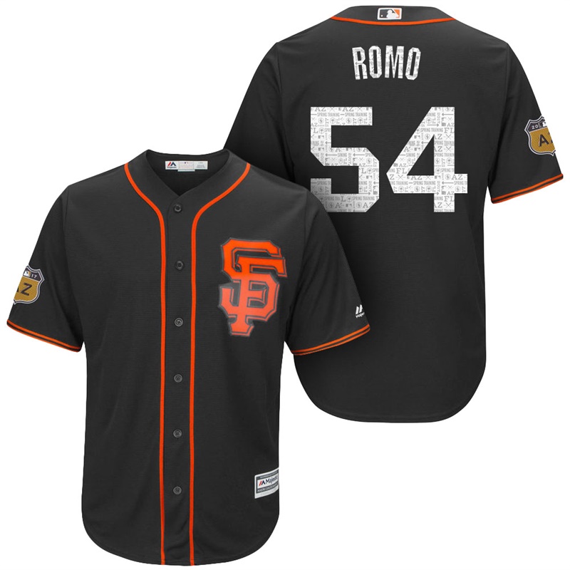 Men's San Francisco Giants #54 Sergio Romo 2017 Spring Training Cactus League Patch Black Cool Base Jersey