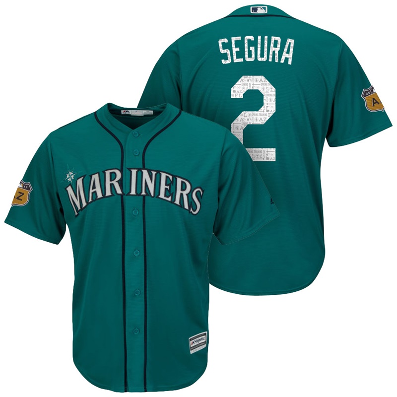 Men's Seattle Mariners #2 Jean Segura 2017 Spring Training Aqua Cool Base Jersey