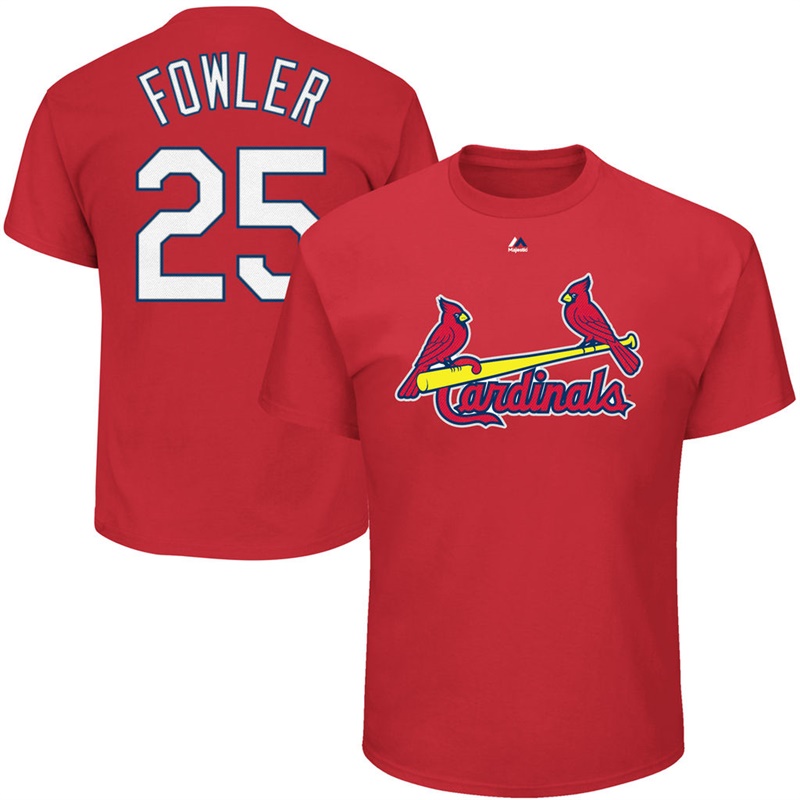 Men's St. Louis Cardinals Dexter Fowler #25 Red Name And Number Short Sleeve T-Shirt