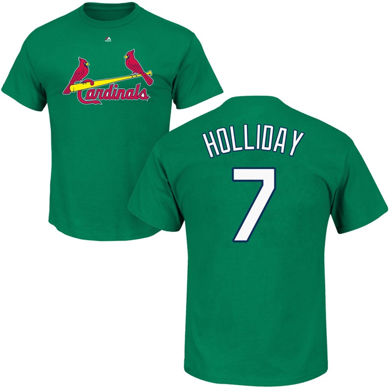 Men's St. Louis Cardinals Matt Holliday #7 Green St. Patrick's Day Roster T-Shirt