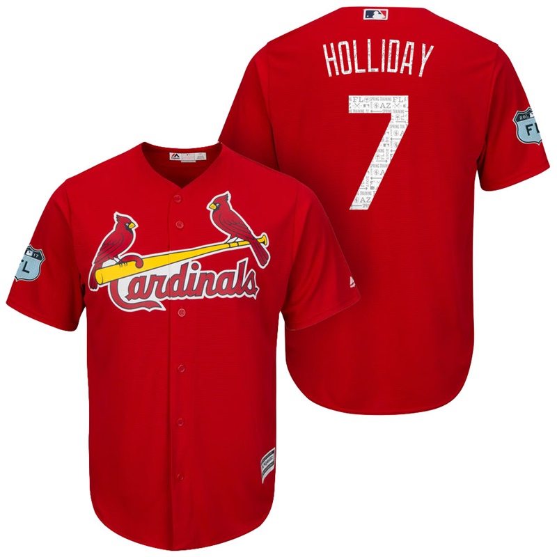 Men's St. Louis Cardinals #7 Matt Holliday 2017 Spring Training Grapefruit League Patch Scarlet Cool Base Jersey