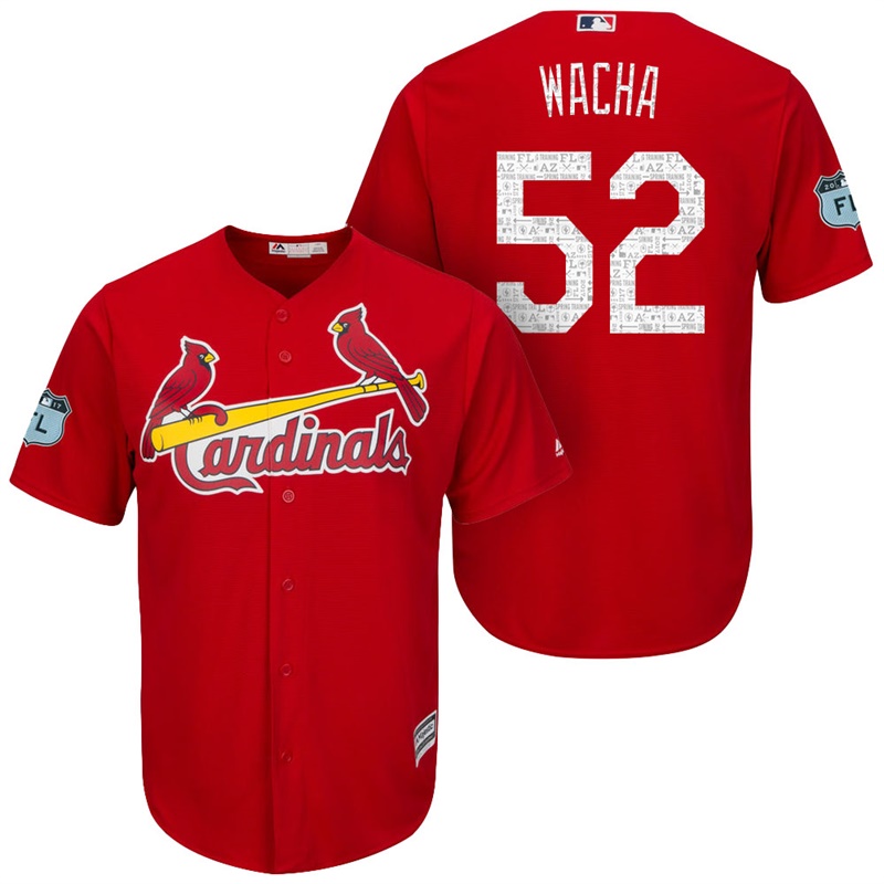 Men's St. Louis Cardinals #52 Michael Wacha 2017 Spring Training Grapefruit League Patch Scarlet Cool Base Jersey