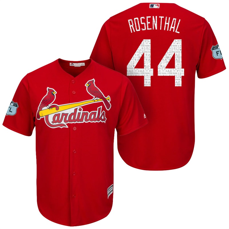 Men's St. Louis Cardinals #44 Trevor Rosenthal 2017 Spring Training Grapefruit League Patch Scarlet Cool Base Jersey