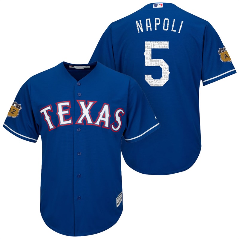 Men's Texas Rangers #5 Mike Napoli 2017 Spring Training Royal Cool Base Jersey