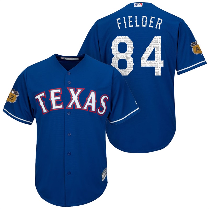 Men's Texas Rangers #84 Prince Fielder 2017 Spring Training Cactus League Patch Royal Cool Base Jersey