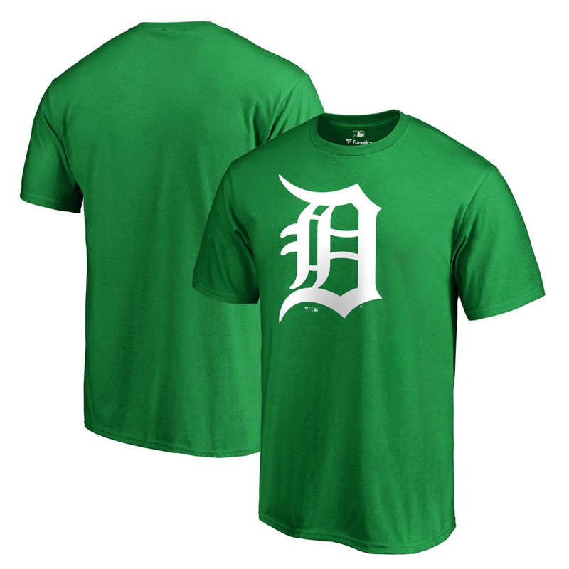 Men's Detroit Tigers Kelly Green St. Patrick's Day White Logo T-Shirt