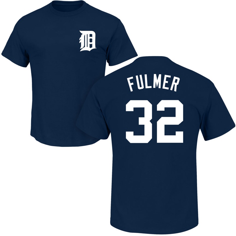 Men's Detroit Tigers Michael Fulmer #32 Navy Roster Name and Number T-Shirt