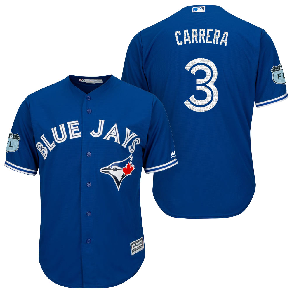 Men's Toronto Blue Jays #3 Ezequiel Carrera 2017 Spring Training Grapefruit League Patch Royal Cool Base Jersey