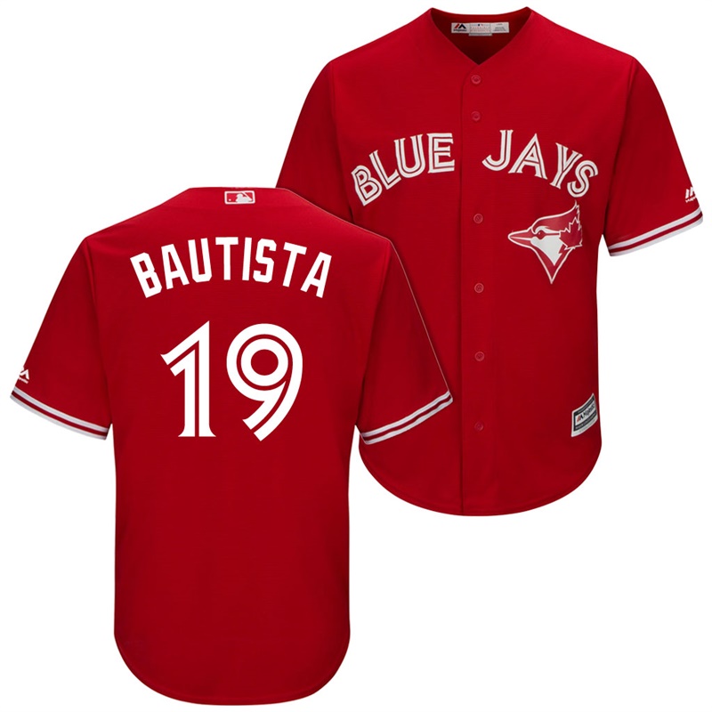 Men's Toronto Blue Jays Jose Bautista #19 2017 Alternate Scarlet Cool Base Jersey