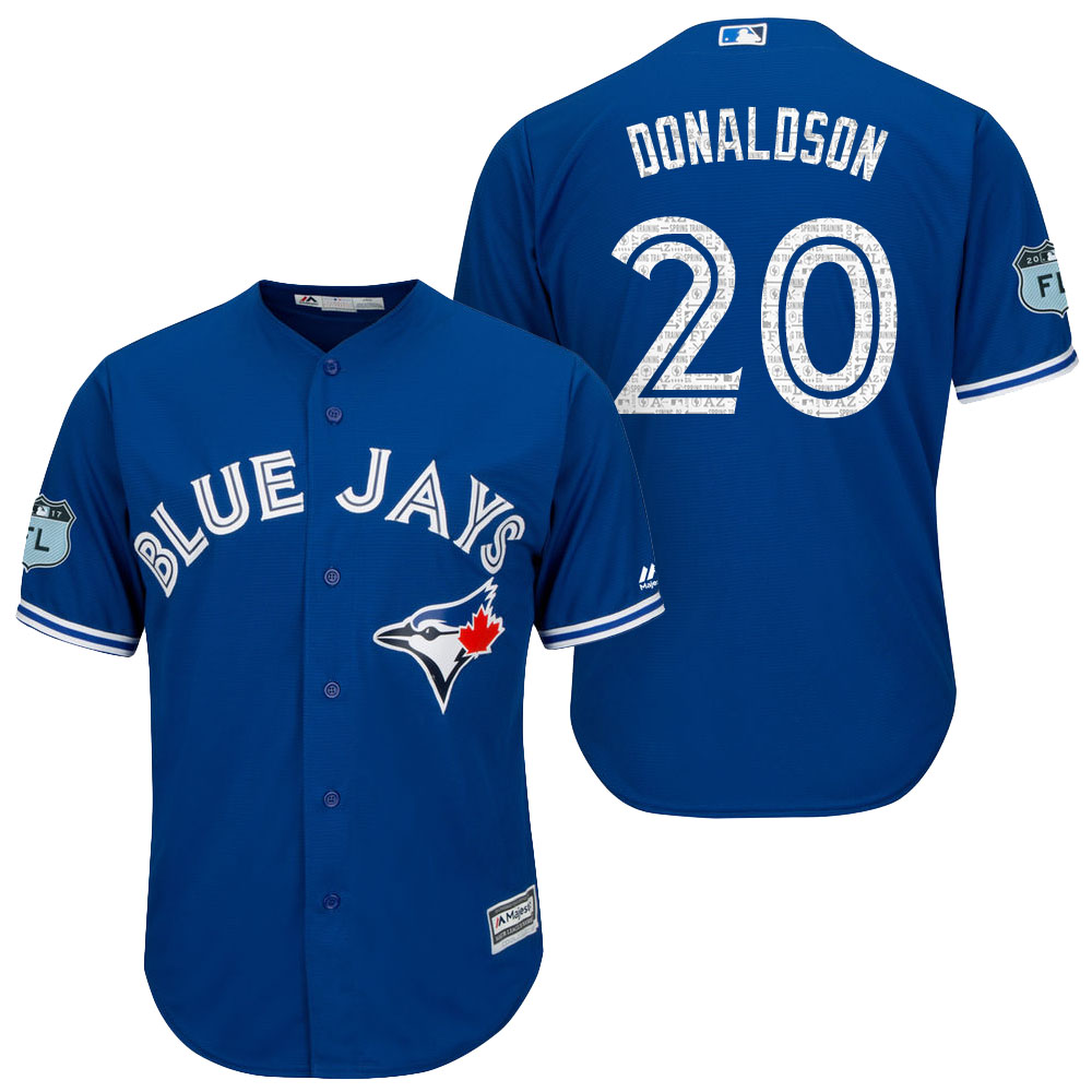 Men's Toronto Blue Jays #20 Josh Donaldson 2017 Spring Training Grapefruit League Patch Royal Cool Base Jersey