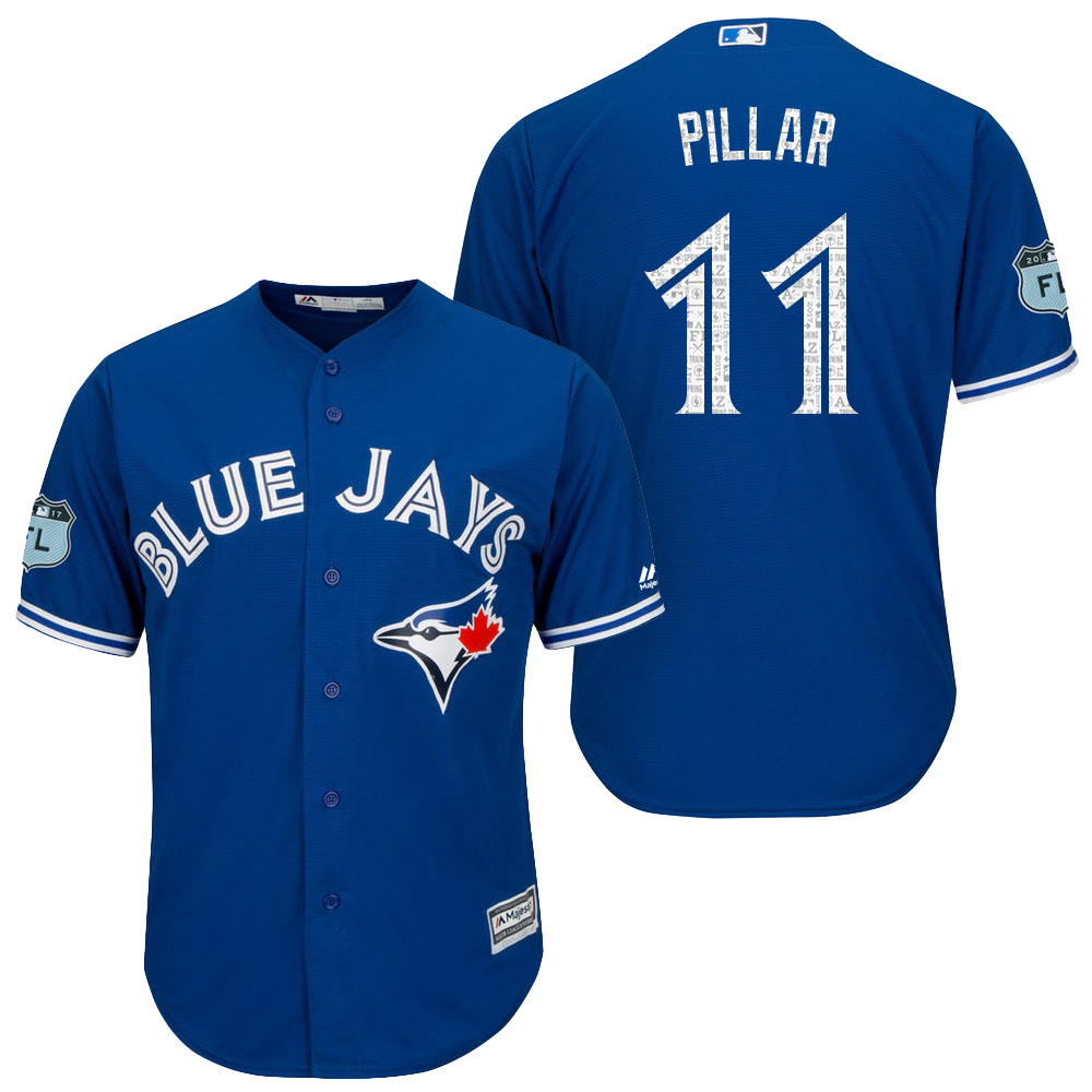 Men's Toronto Blue Jays #11 Kevin Pillar 2017 Spring Training Grapefruit League Patch Royal Cool Base Jersey