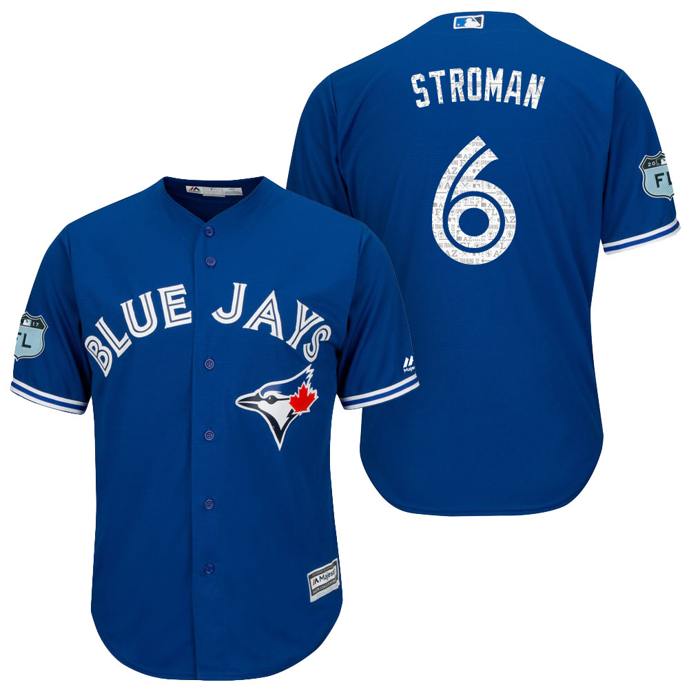 Men's Toronto Blue Jays #6 Marcus Stroman 2017 Spring Training Grapefruit League Patch Royal Cool Base Jersey