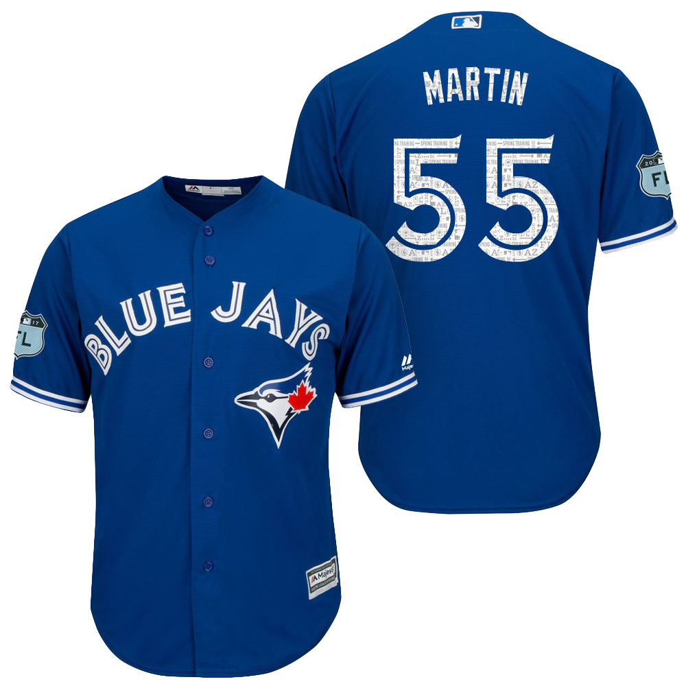 Men's Toronto Blue Jays #55 Russell Martin 2017 Spring Training Grapefruit League Patch Royal Cool Base Jersey