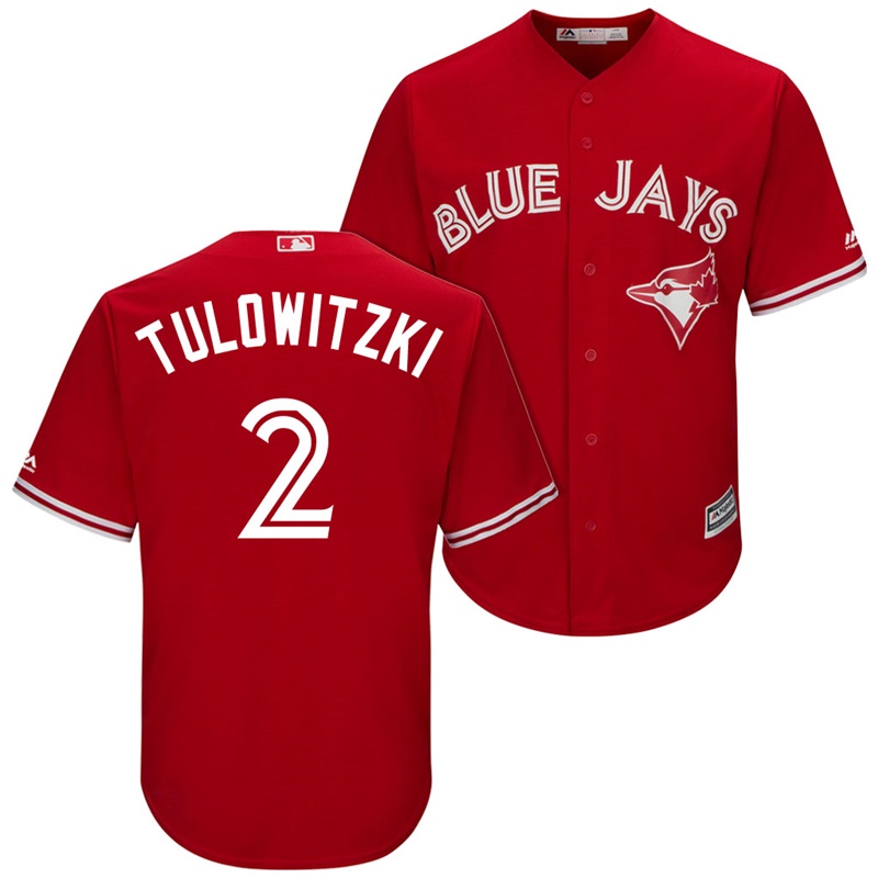 Men's Toronto Blue Jays Troy Tulowitzki #2 2017 Alternate Scarlet Cool Base Jersey