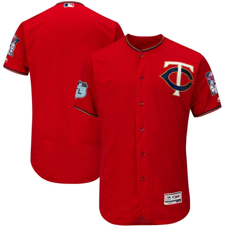 Men's Minnesota Twins Scarlet 2017 Spring Training Flex Base Authentic Team Jersey